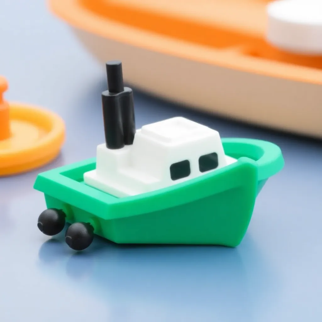 Fotorealistisches Bild eines 3D-gedruckten Benchy-Modells auf einem Tisch