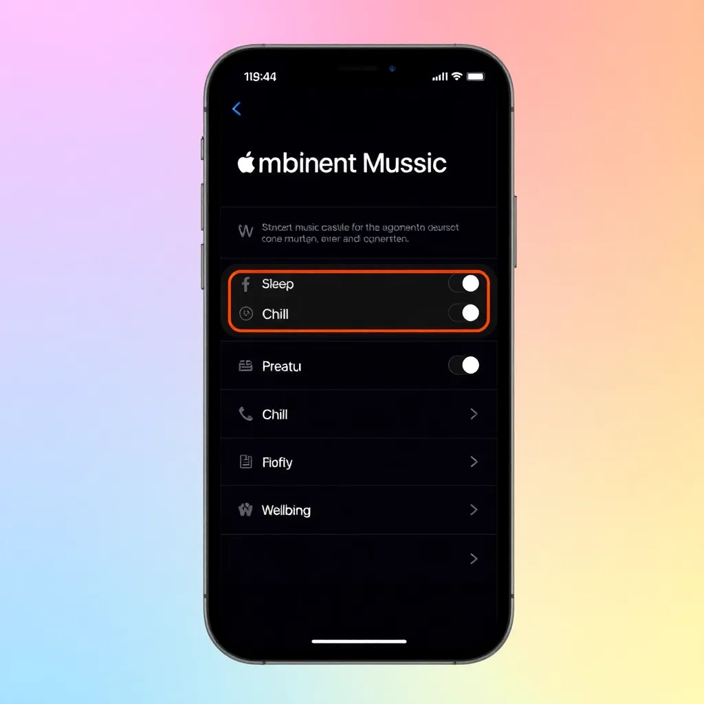 iOS 18.4 Kontrollzentrum mit Ambient Music Optionen auf iPhone-Bildschirm