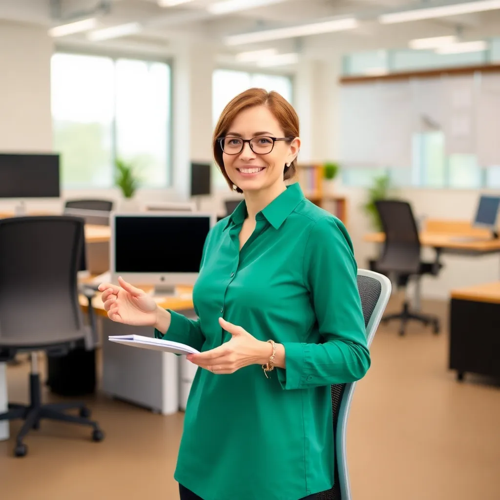 Ergonomischer Büroarbeitsplatz mit höhenverstellbarem Schreibtisch und optimaler Sitzposition