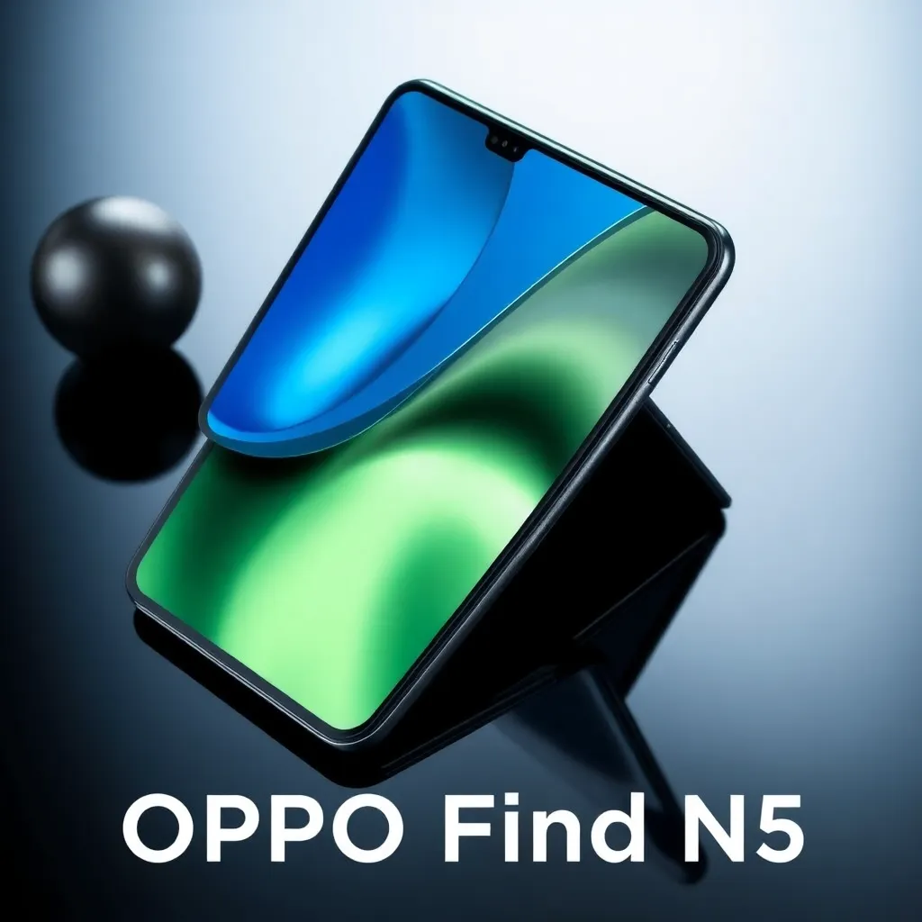 OPPO Find N5 ultradünnes Foldable Smartphone im teilweise gefalteten Zustand mit brillantem Display