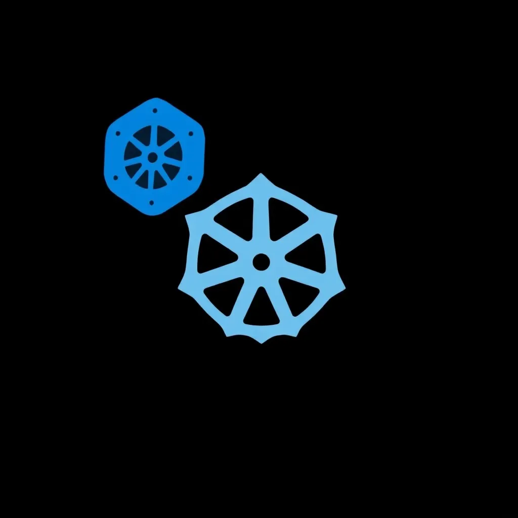 Fotorealistische Darstellung eines Kubernetes Node Clusters in moderner Rechenzentrumsumgebung
