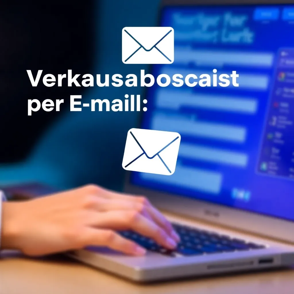Professioneller Mitarbeiter prüft eine Verkaufs-E-Mail am Laptop, moderne Büroumgebung