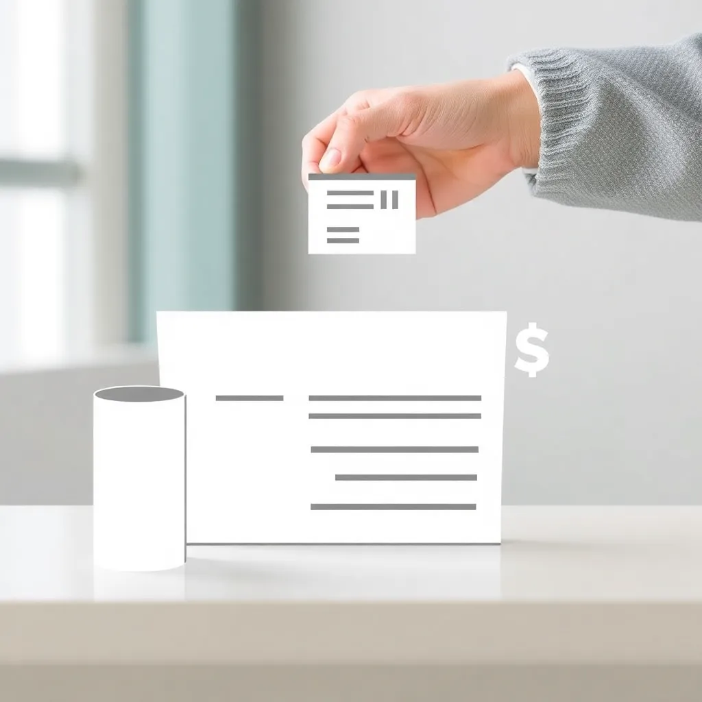 Photorealistische Nahaufnahme eines Schreibtischs mit Quittungsvorlage und Finanzen-Unterlagen