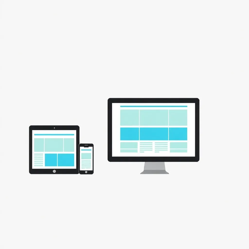 Mehrere digitale Geräte mit unterschiedlichen, modernen Weblayouts – symbolisch für Responsive und Adaptive Webdesign.